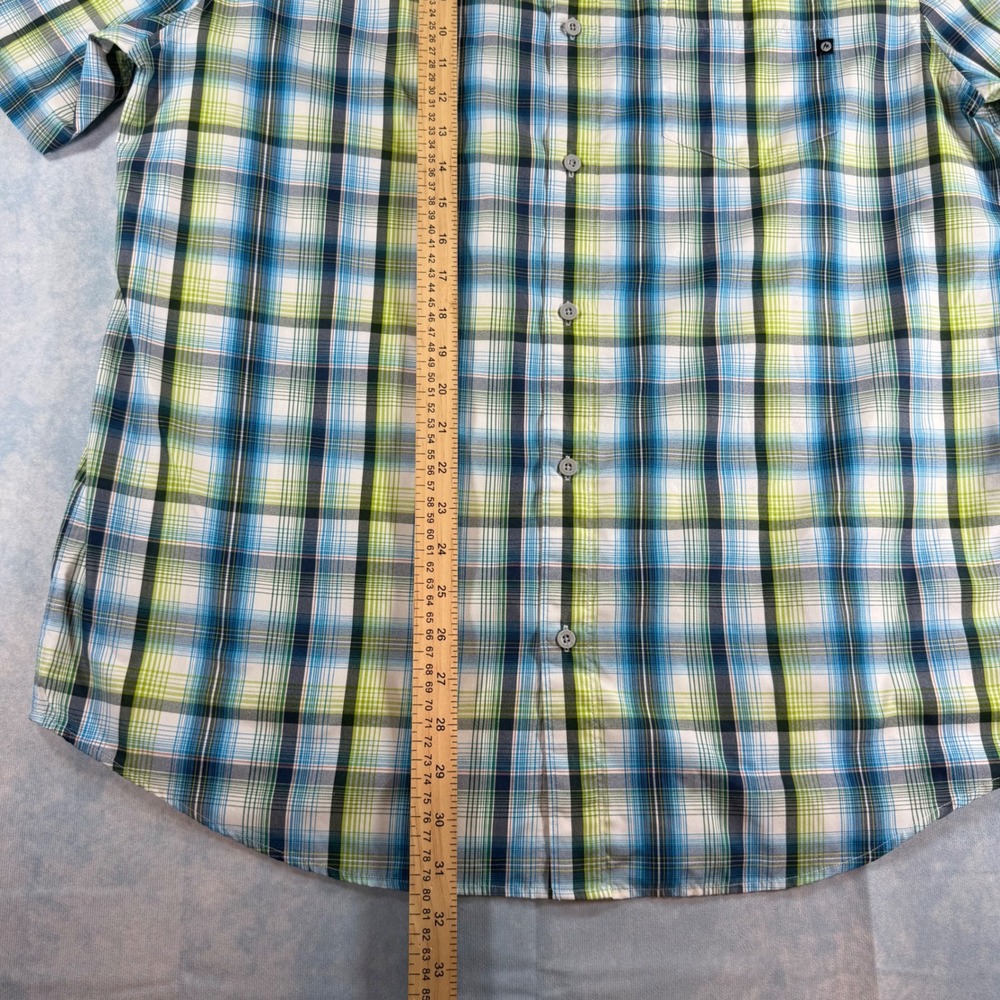 Marmot Button Down Shirt Mens XL Blue Green Excellent Plaid Short Sleeve SCC-363 - Picture 8 of 10